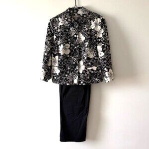 Croft & Barrow Black Floral Jacket with Black Cropped Pants